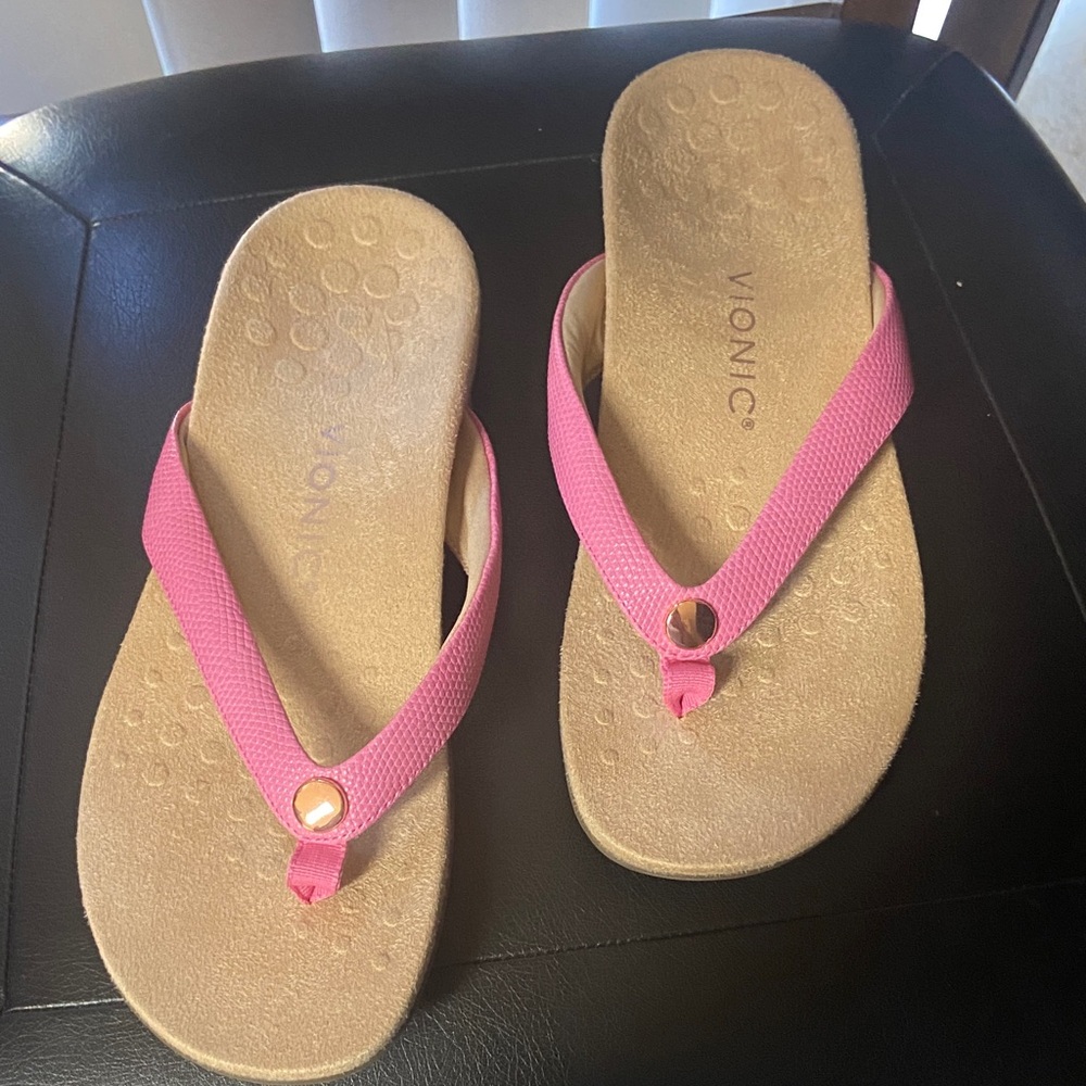 Vionic Pink and Tan Sandals
